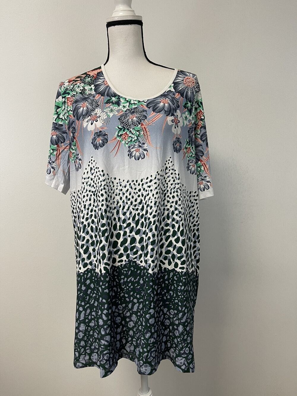 Harmony Blouse Womens 26 Beaded Shirt Tunic Top Short Sleeve Embellished n190